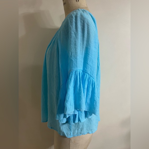 Chico’s Ruffle Slub Top Size 1 - Picture 4 of 9